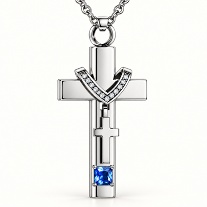 Blue Stone Urn Pendant for Ashes | Black Cylinder