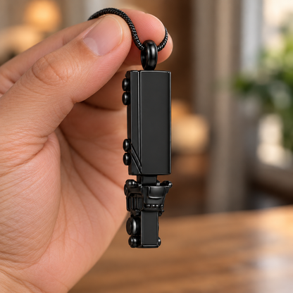 Black Geometric Memorial Necklace | Modern Keepsake Pendant