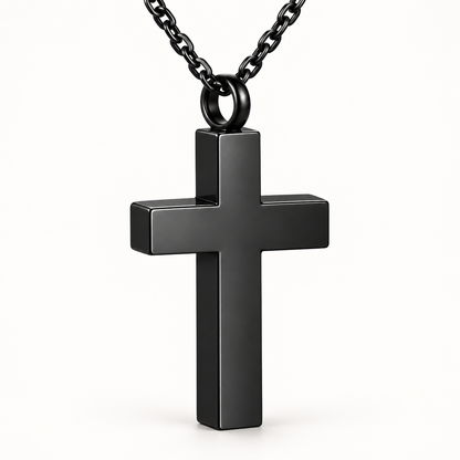 Black Cross Memorial Necklace | Faith Keepsake Pendant
