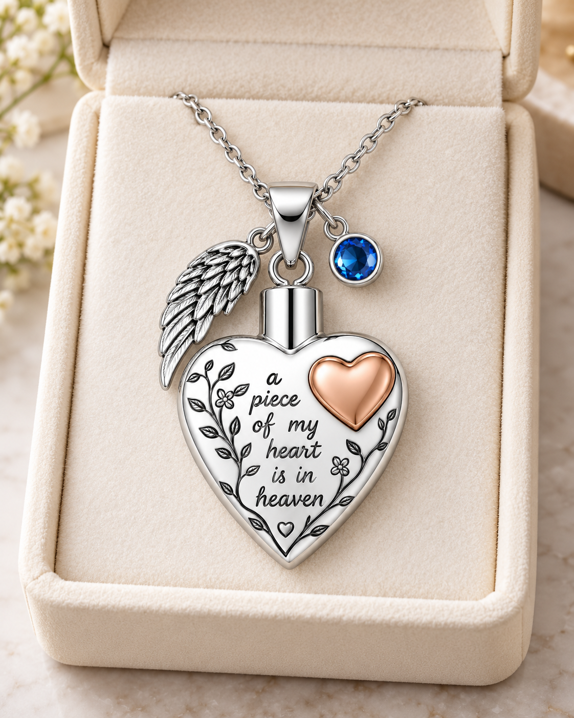 A Piece of My Heart Is in Heaven Memorial Necklace