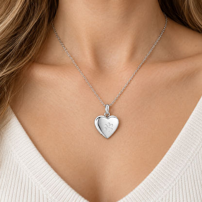 Heart Paw Memorial Urn Necklace for Pet Ashes
