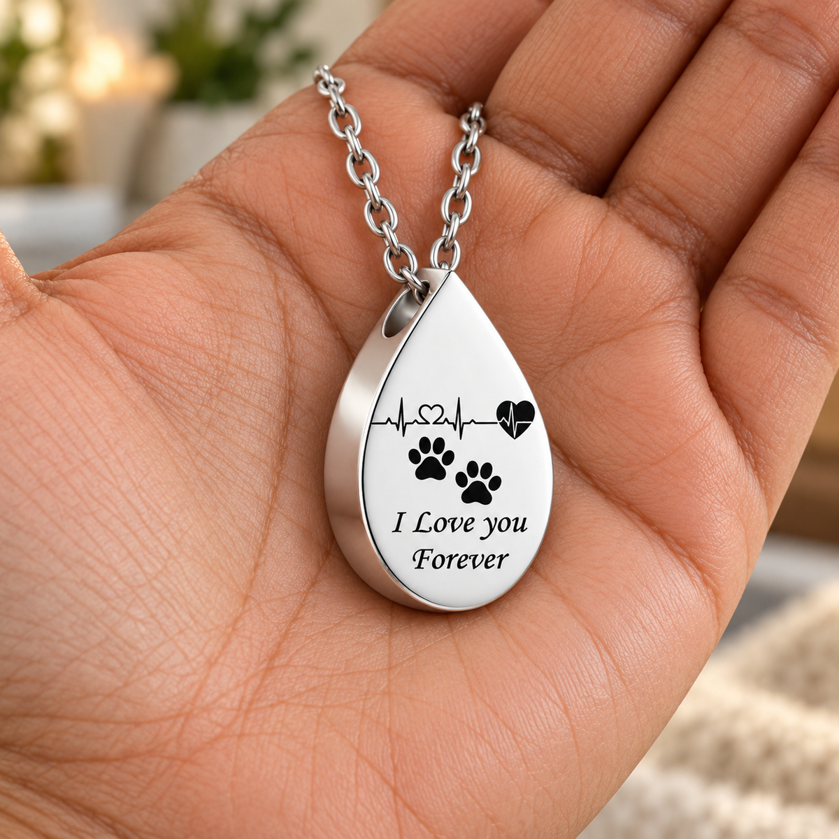 Paw Print Necklace for Pet Loss – Forever Loved Keepsake