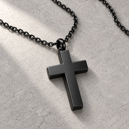 Black Cross Memorial Necklace | Faith Keepsake Pendant