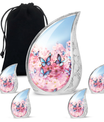 Pink Floral Urn Tribute For Women and Men - Blue Butterfly Cremation Urns