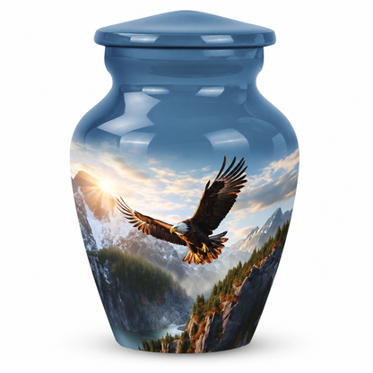 Eagle Cremation Urn for Ashes, Blue Mountain Landscape, 10-Inch